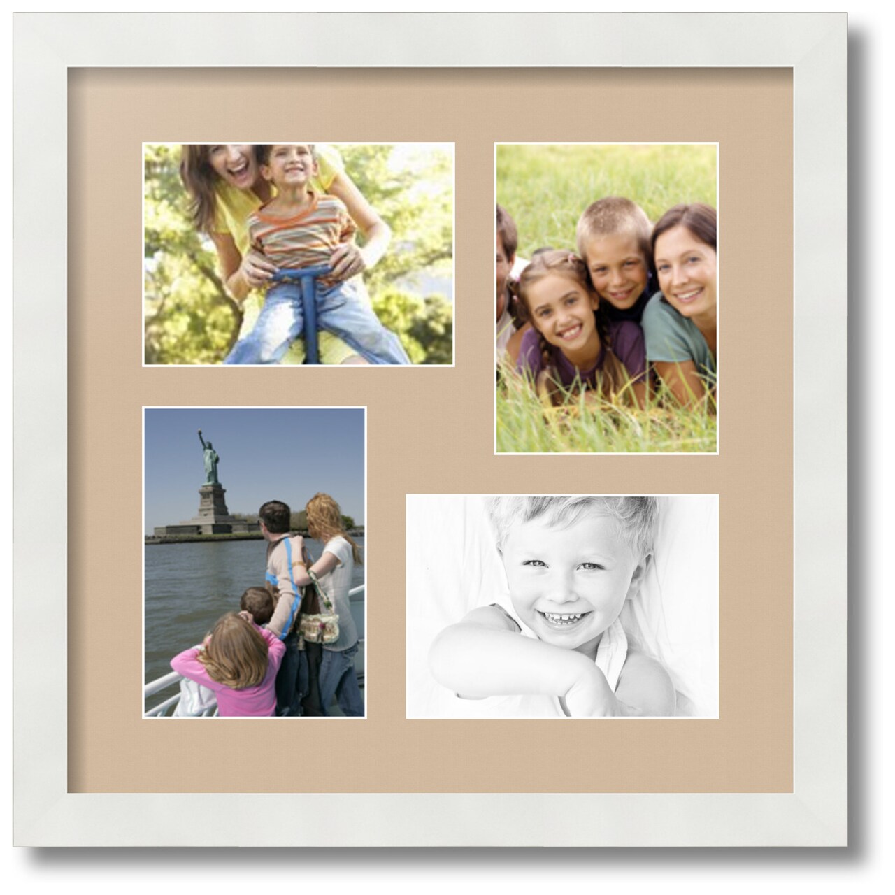 ArtToFrames Collage Photo Picture Frame with 4 - 5x7 inch Openings, Framed in White with Over 62 Mat Color Options and Plexi Glass (CSM-3966-179)